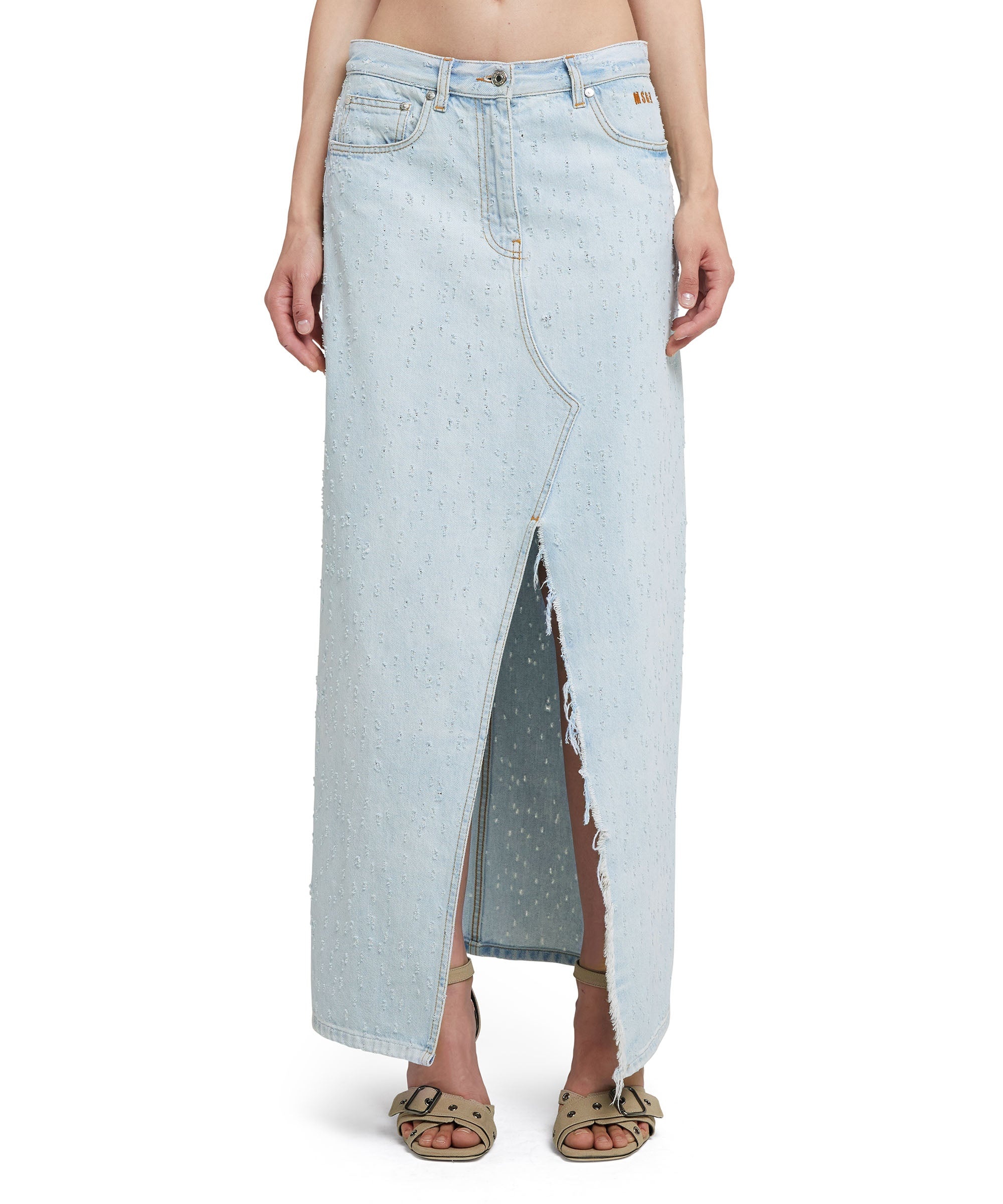 Light denim midi skirt - 2