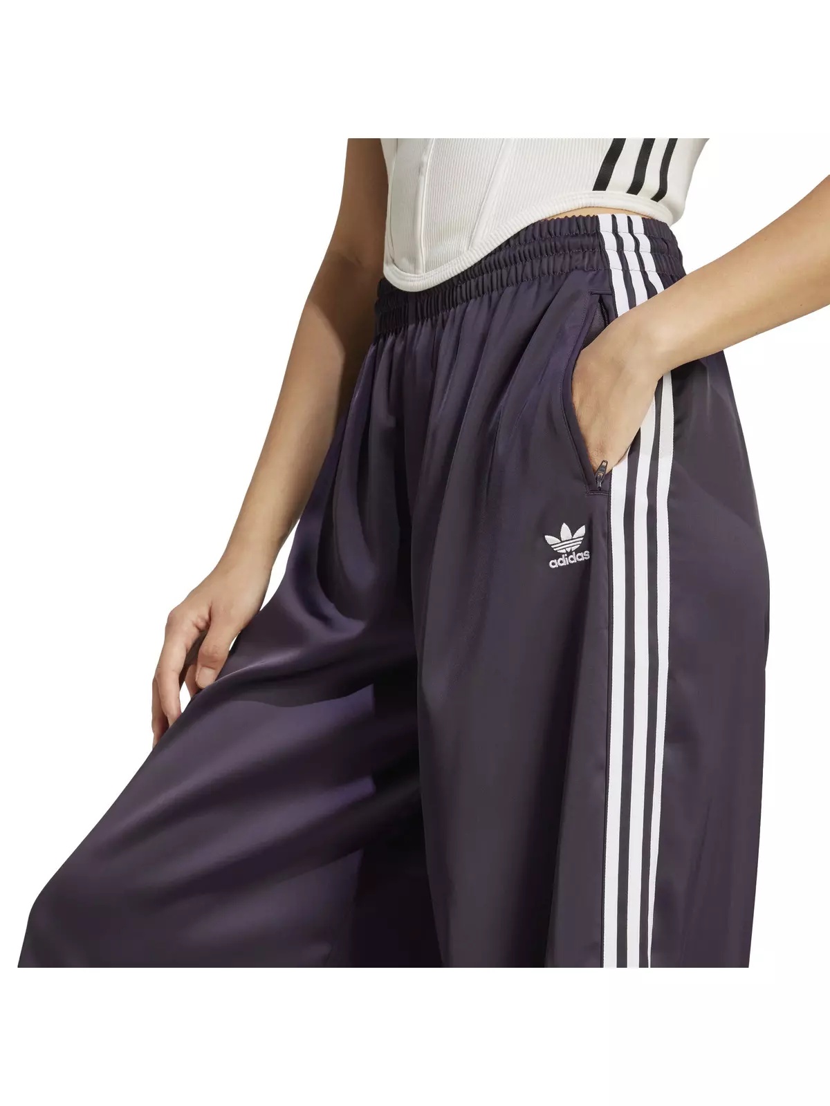 Originals Women's Satin Wide Leg Track Joggers - Black - 3