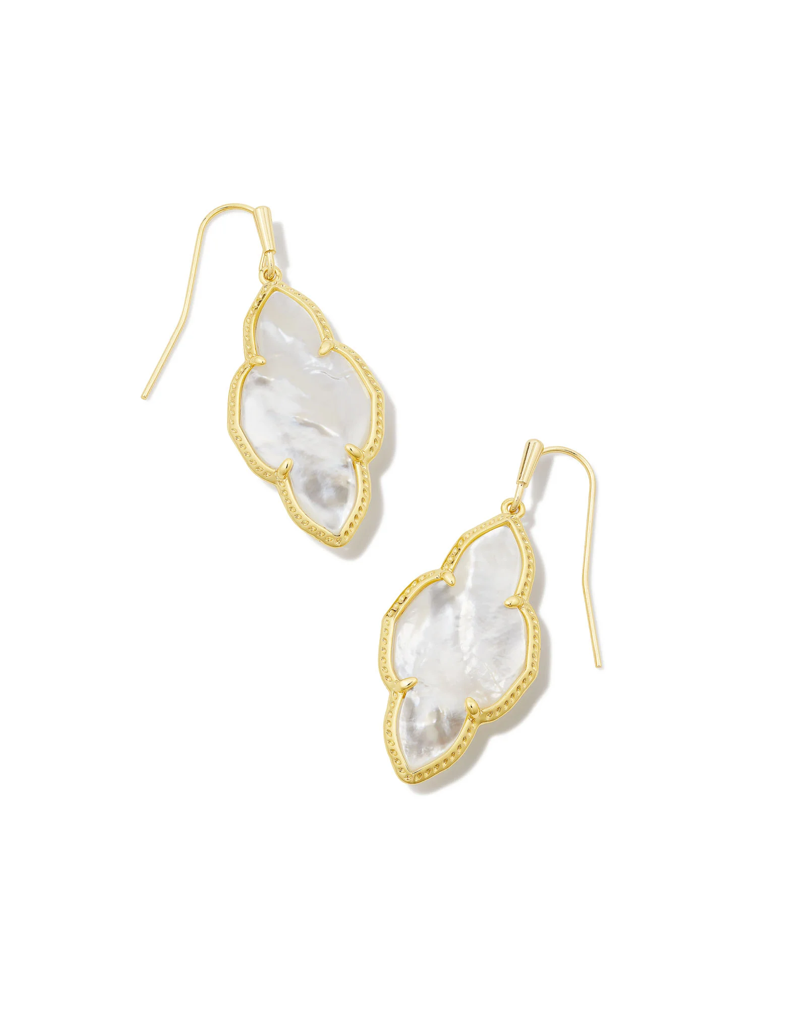 Abbie Gold Drop Earrings in Ivory Mother-of-Pearl - 1