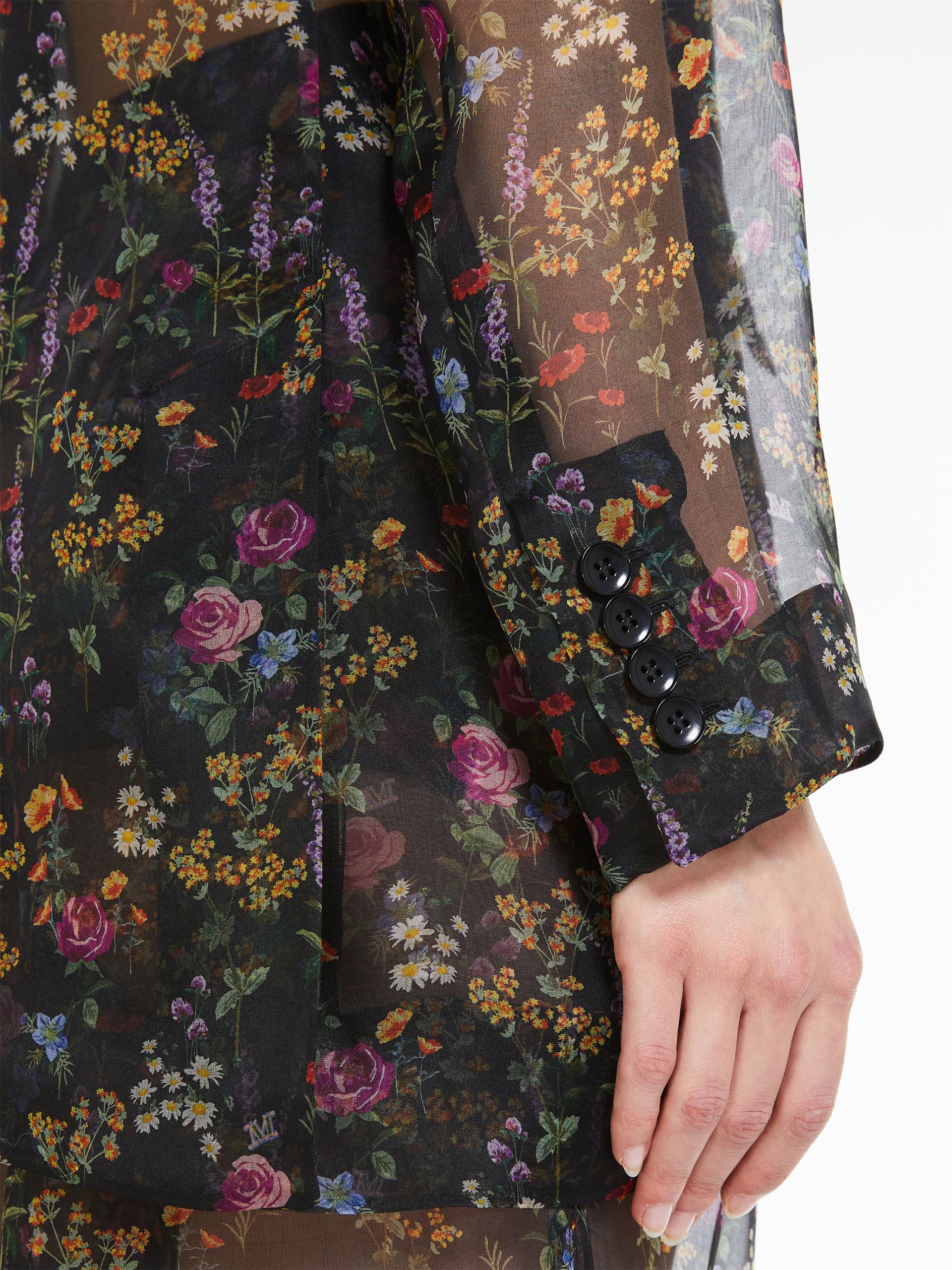 JABOT Floral silk organza blazer - 5
