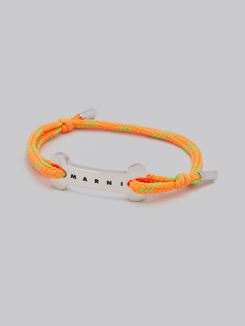 ORANGE SHOELACE BRACELET WITH BONE PLAQUE 4
