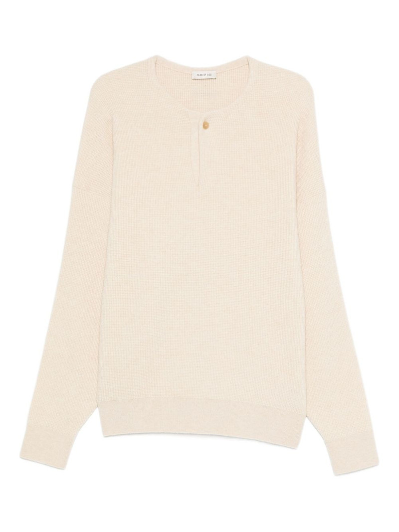 button-front waffle-knit sweater 1