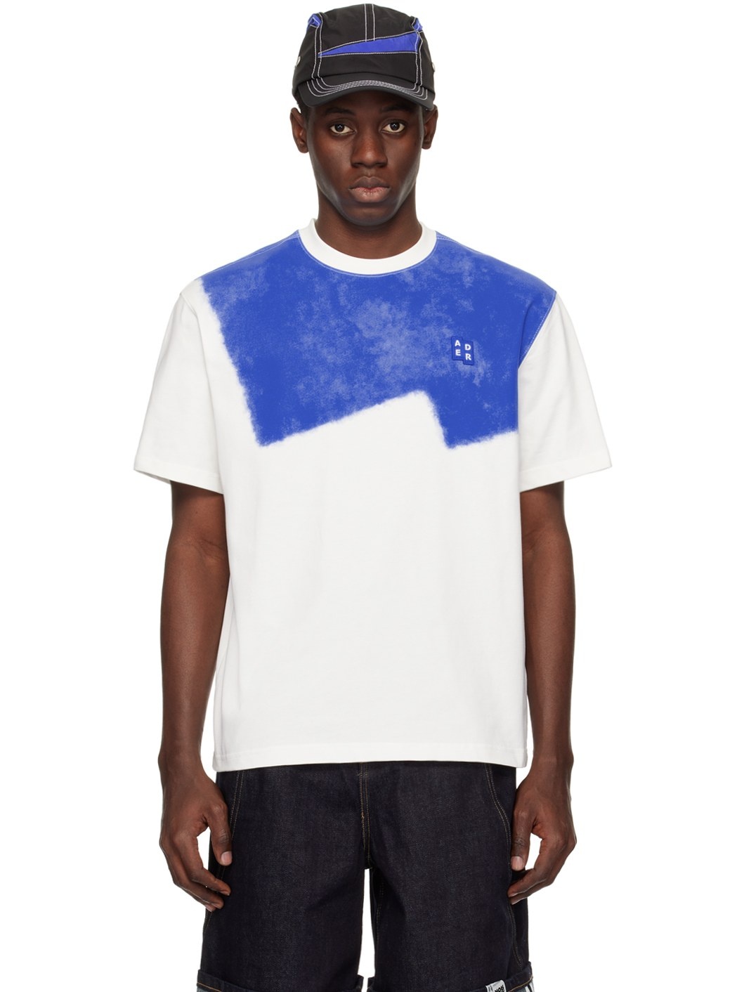 White & Blue Printed T-Shirt - 1