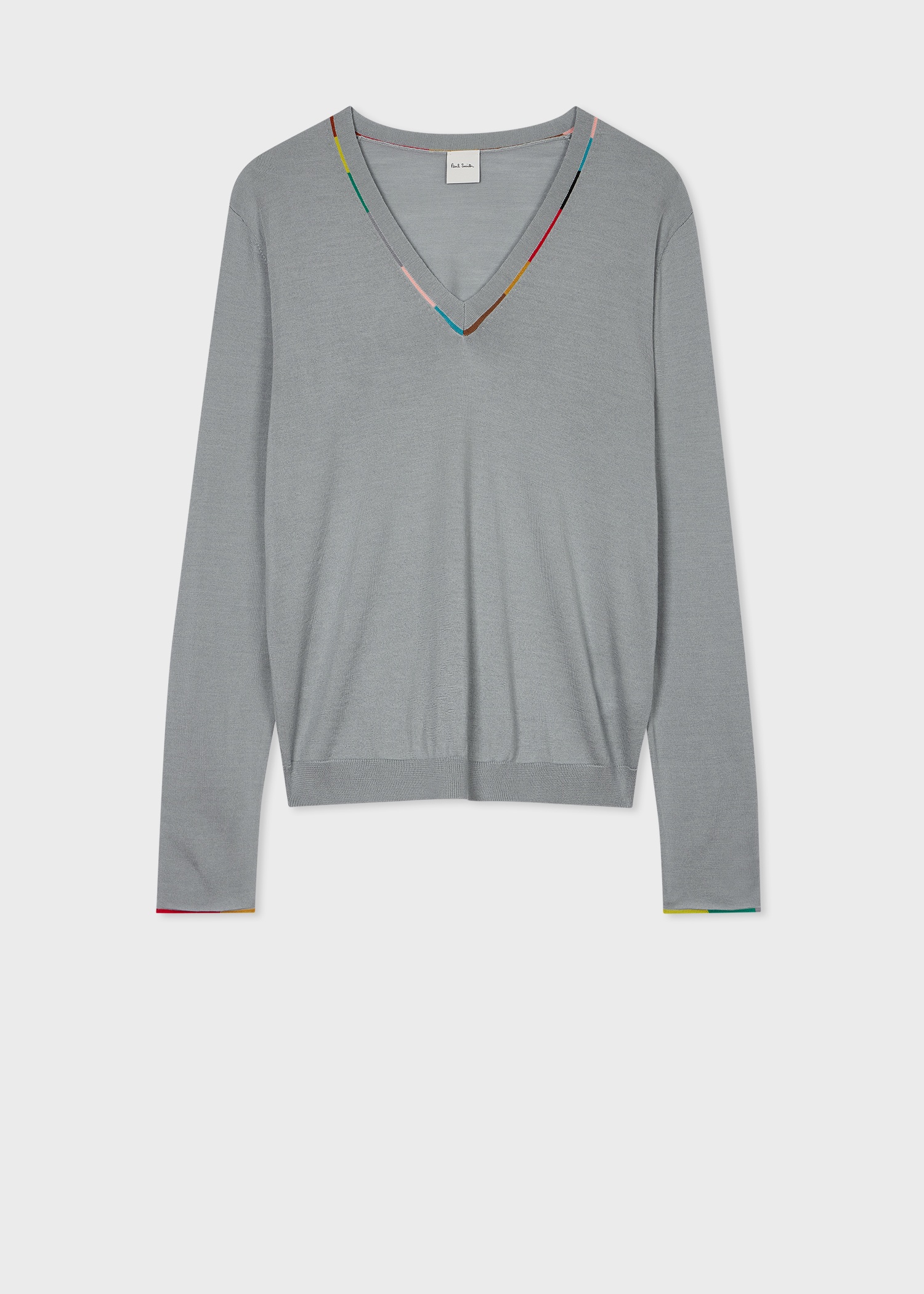 Women's Pale Blue Merino Knitted V Neck Sweater - 1
