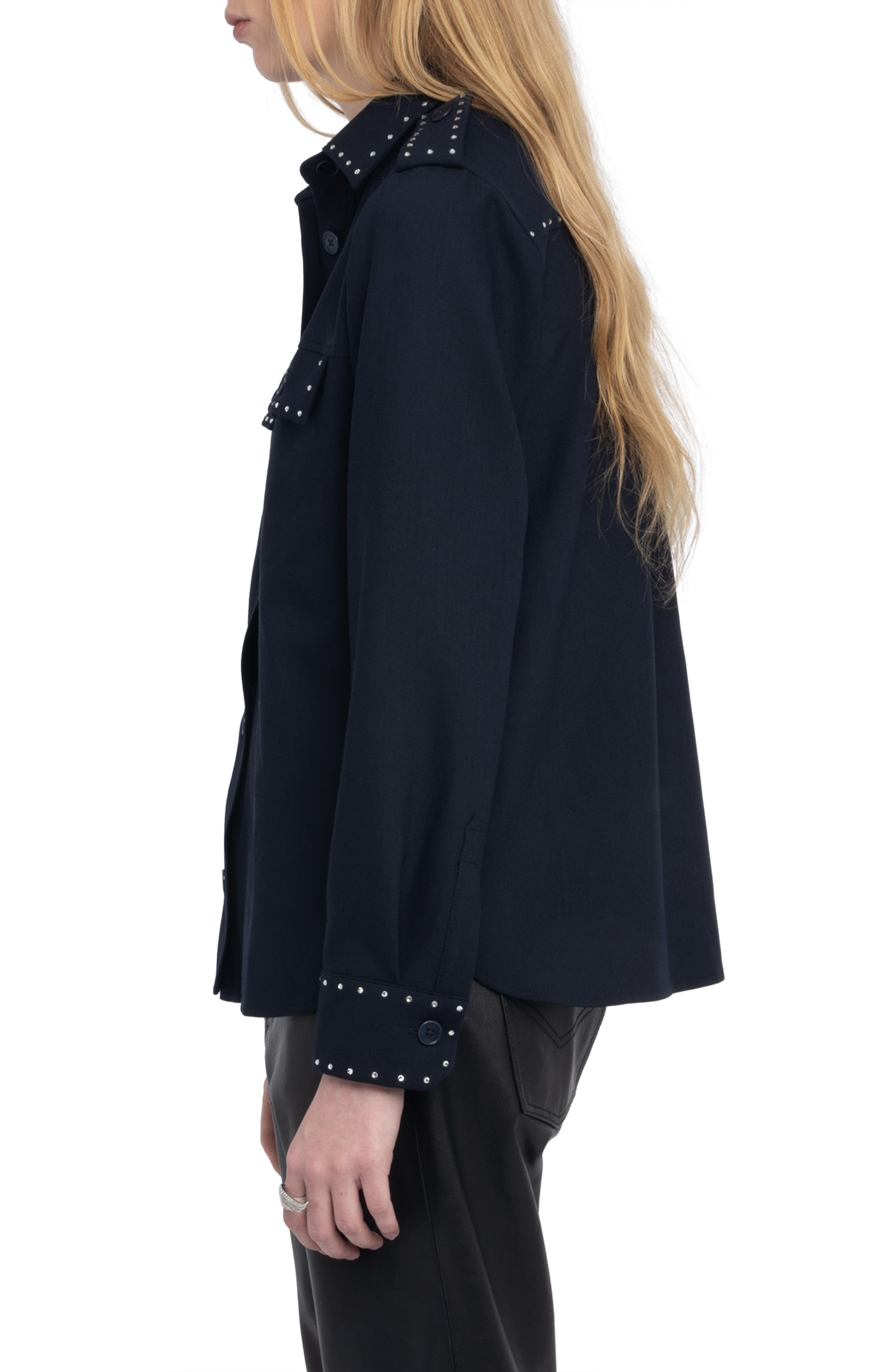 Zadig & Voltaire Stud Shirt in Encre at Nordstrom - 3