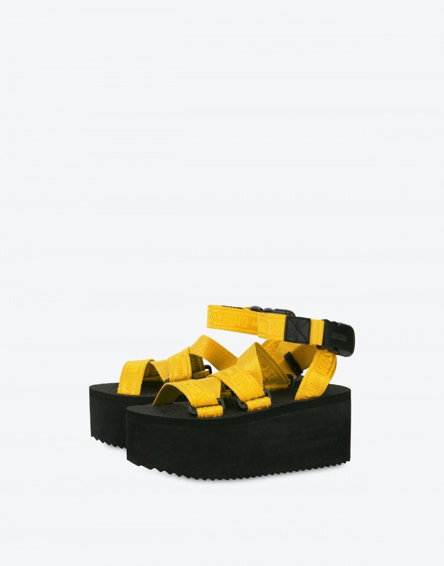 LOGO TAPE WEDGE SANDALS - 1