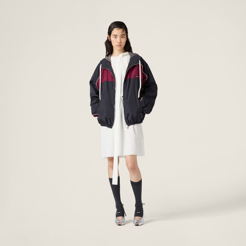 Miu Miu Technical silk zipper blouson jacket outlook
