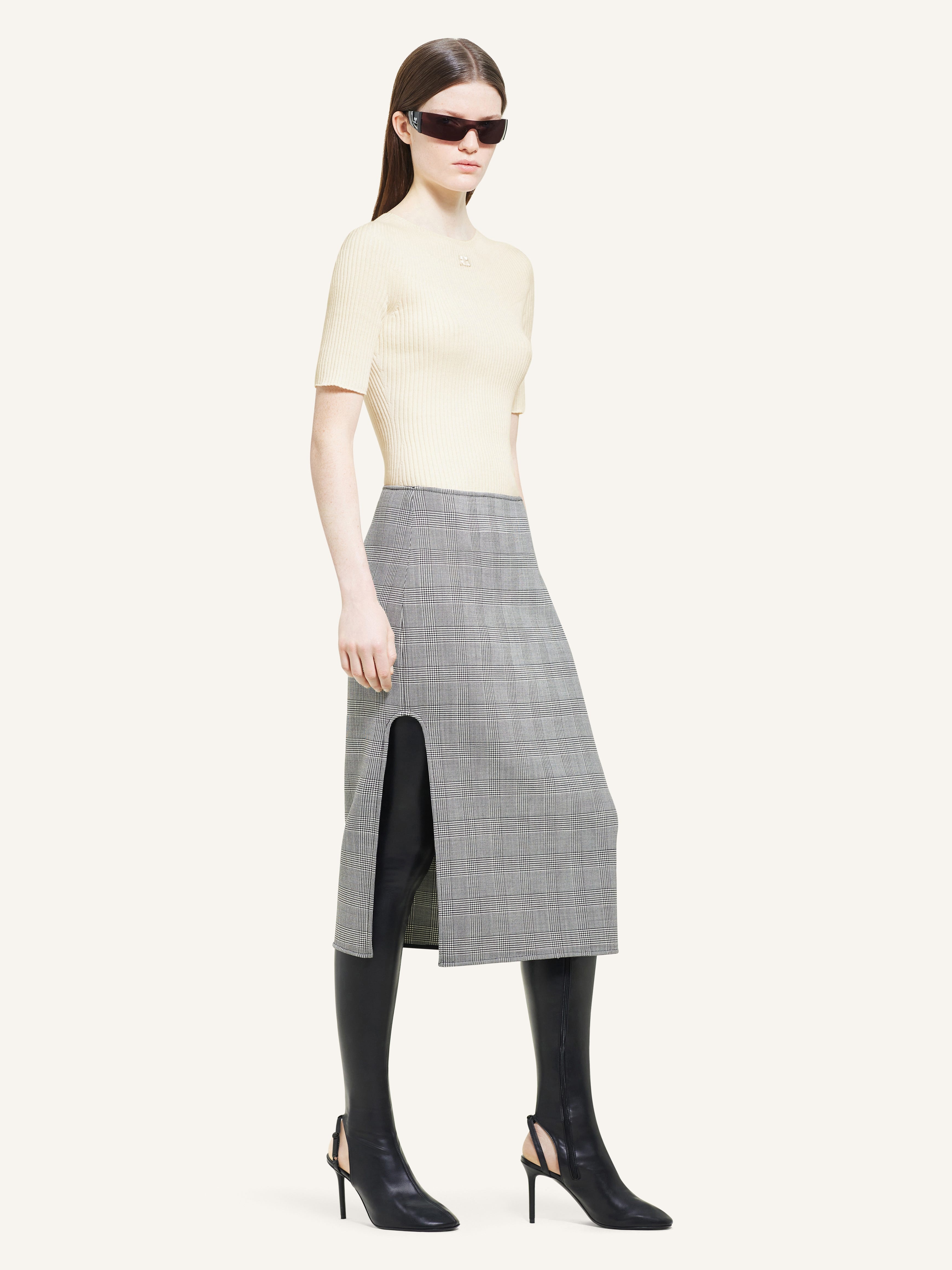 OBLIQUE PRINCE OF WALES MIDI SKIRT - 3