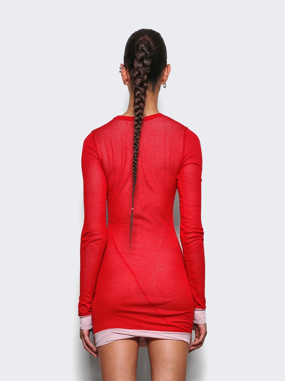 Long Sleeve Mini Dress Red And Pink - 5