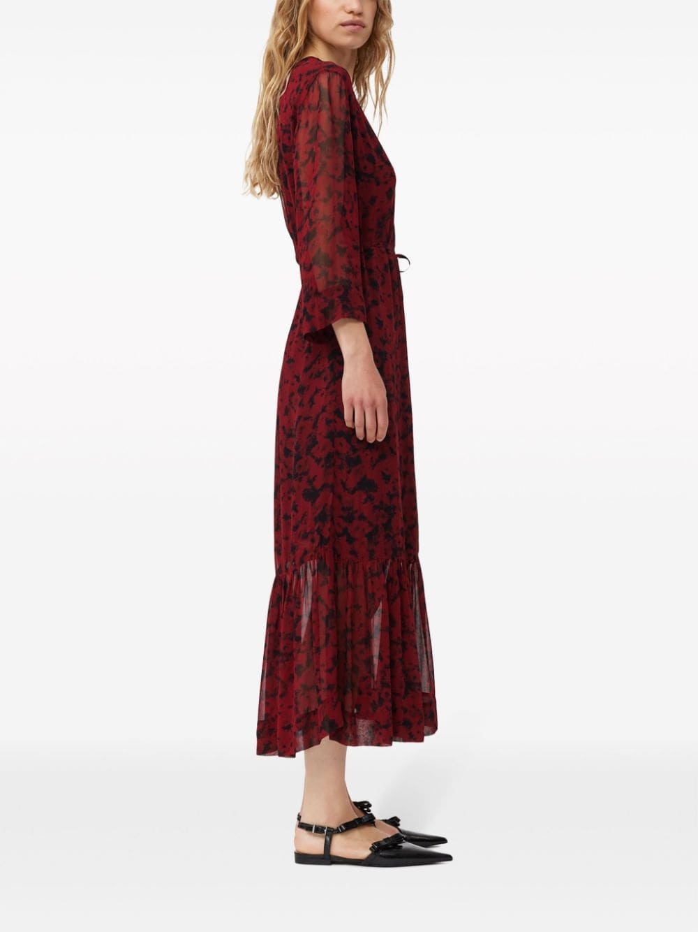 botanical-print wrap midi dress - 3