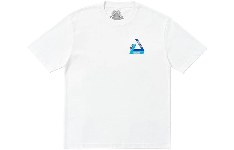 PALACE PALACE Tri-Shadow Christmas Limited Blue Colorblock Triangle Logo Round Neck Short Sleeve White T-Sh outlook