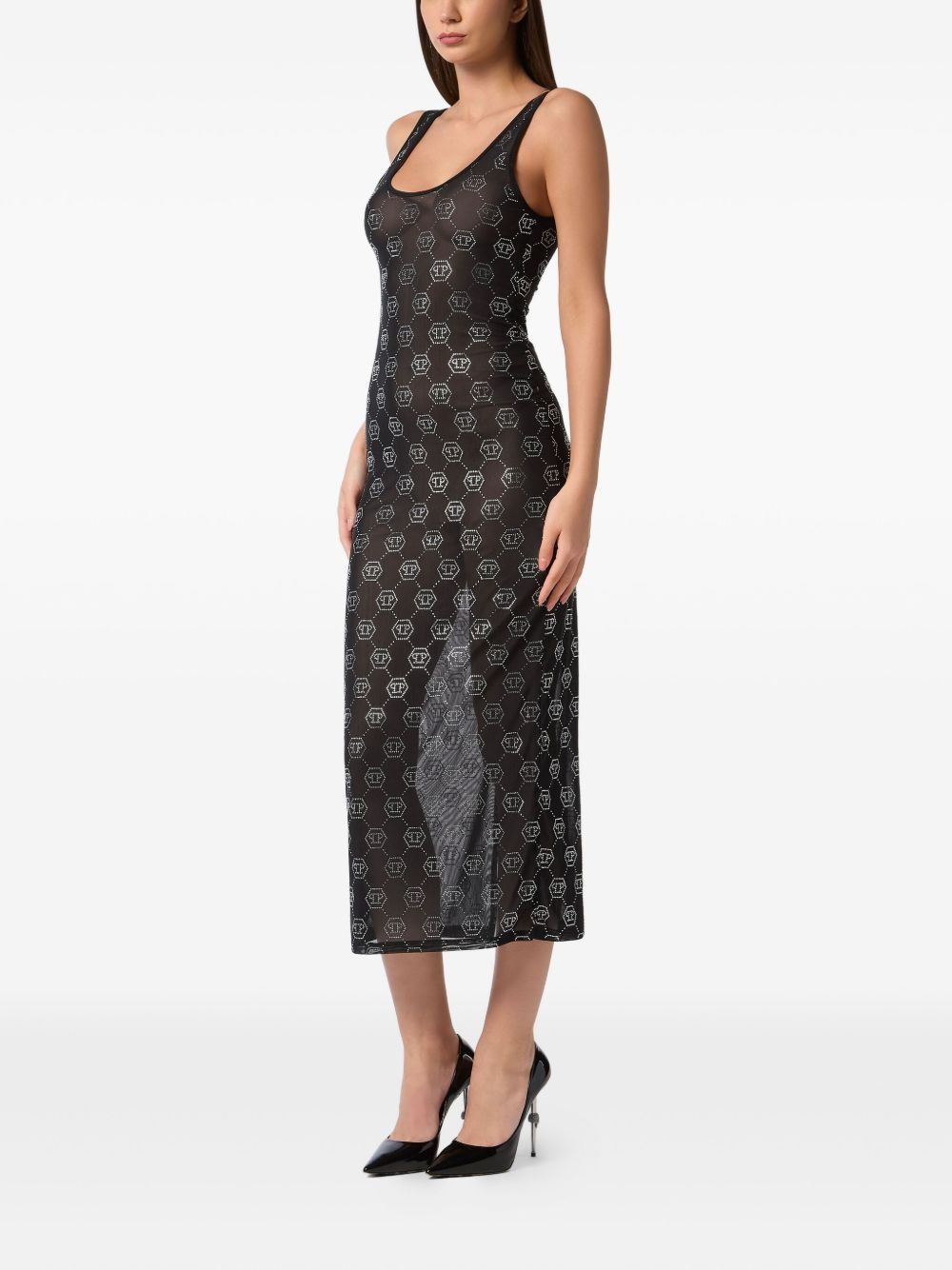 monogram translucent dress - 2