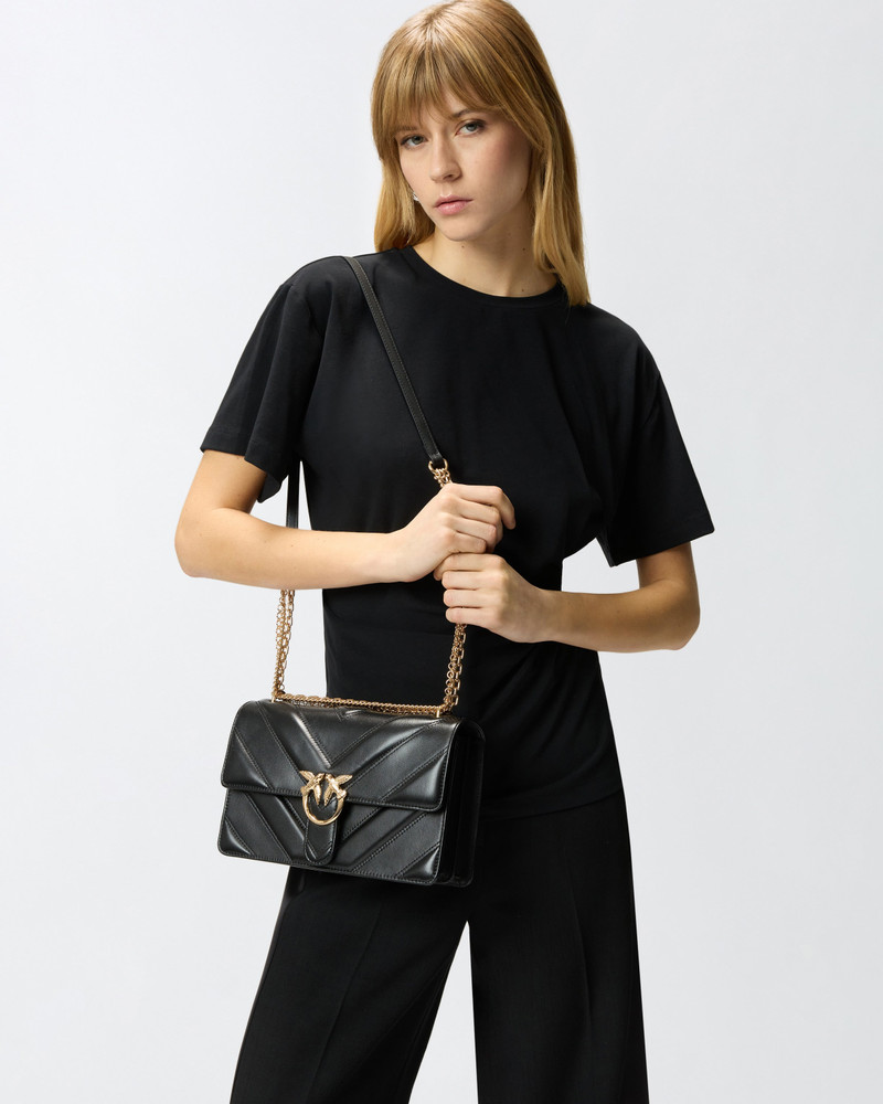 LOVE BAG ONE MEDIUM SHOULDER BAG IN CHEVRON LEATHER AND NAPPA WITH TRIPLE CHAIN 5