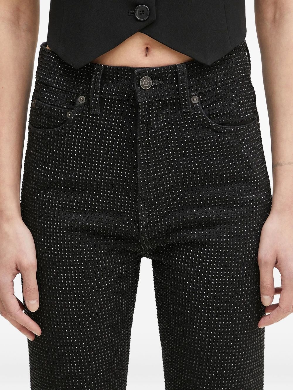 crystal-embellished flared jeans - 4