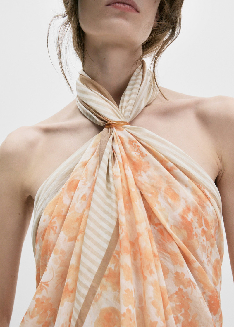 Cotton and silk pareo in yellow print 5