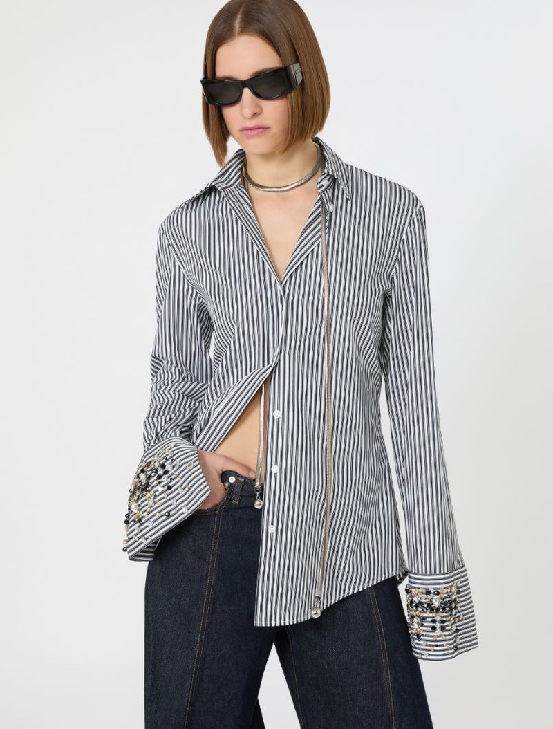 Jewel-embroidered poplin shirt - black 5