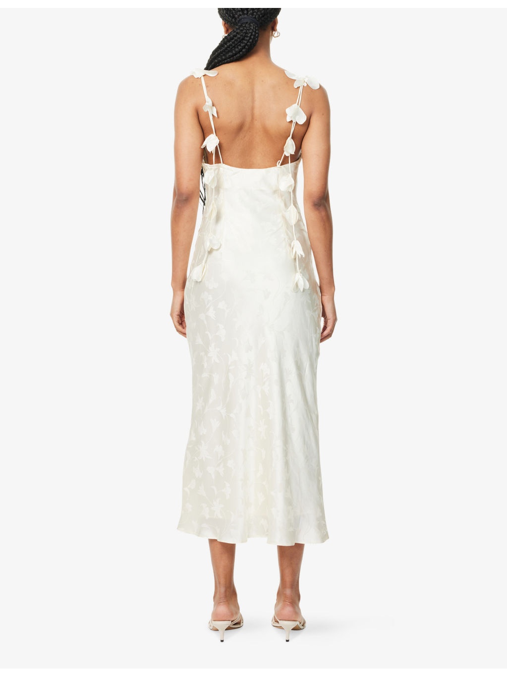 Satin Floral Silk Midi Dress - 4