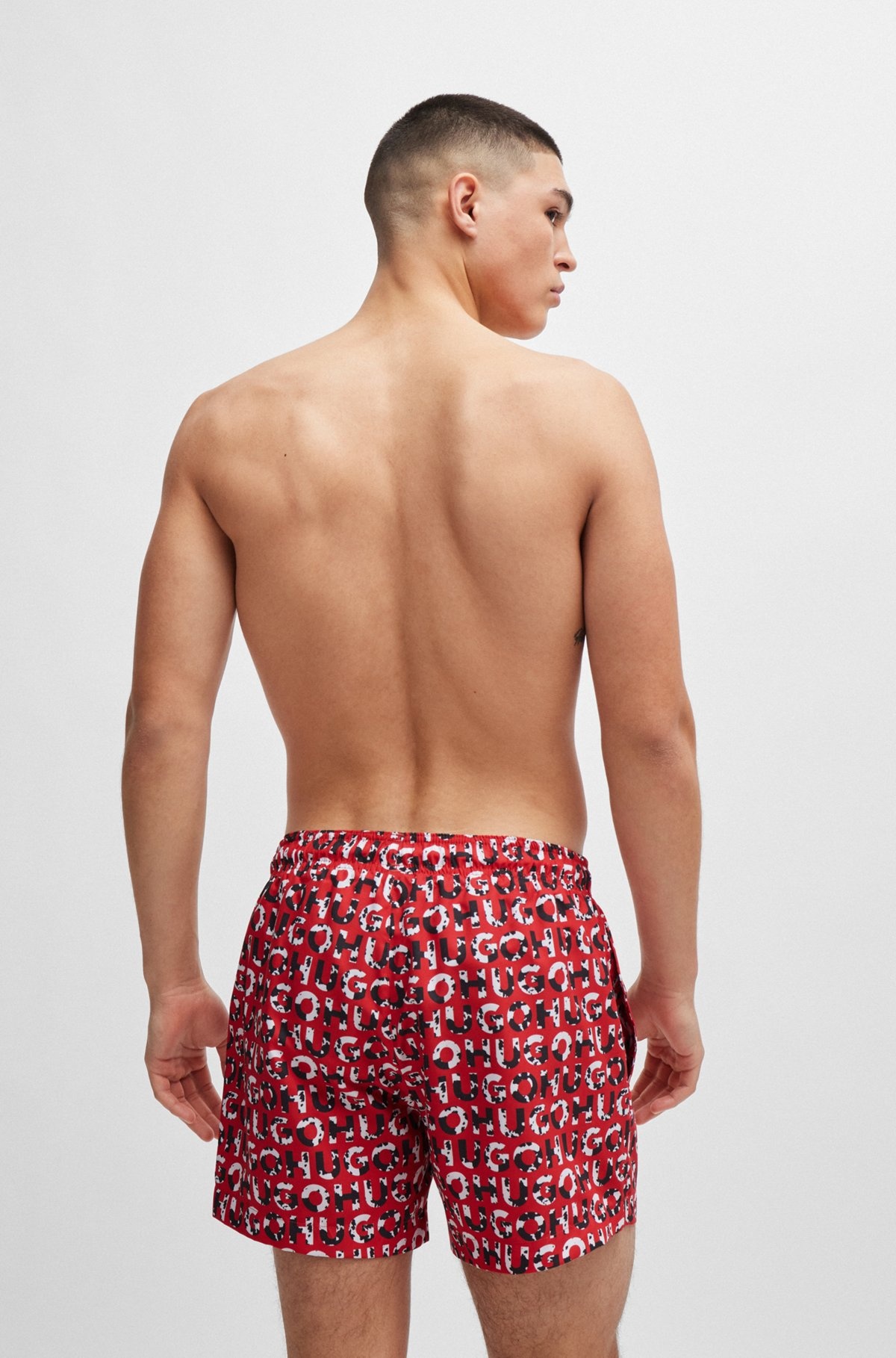 -MATERIAL SWIM SHORTS WITH LOGO PRINT - 4