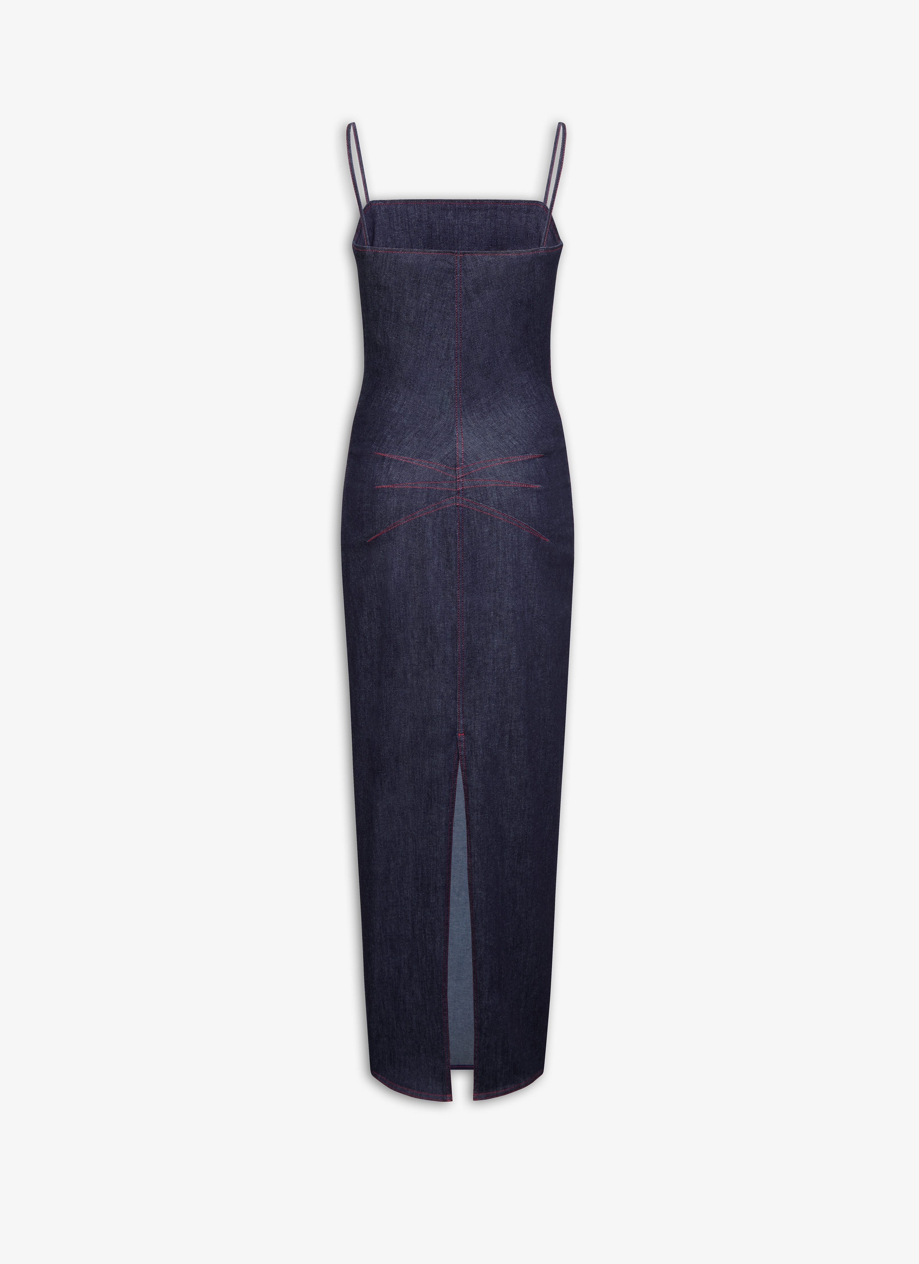 SPAGHETTI STRAPS DRESS IN STRETCH DENIM - 2