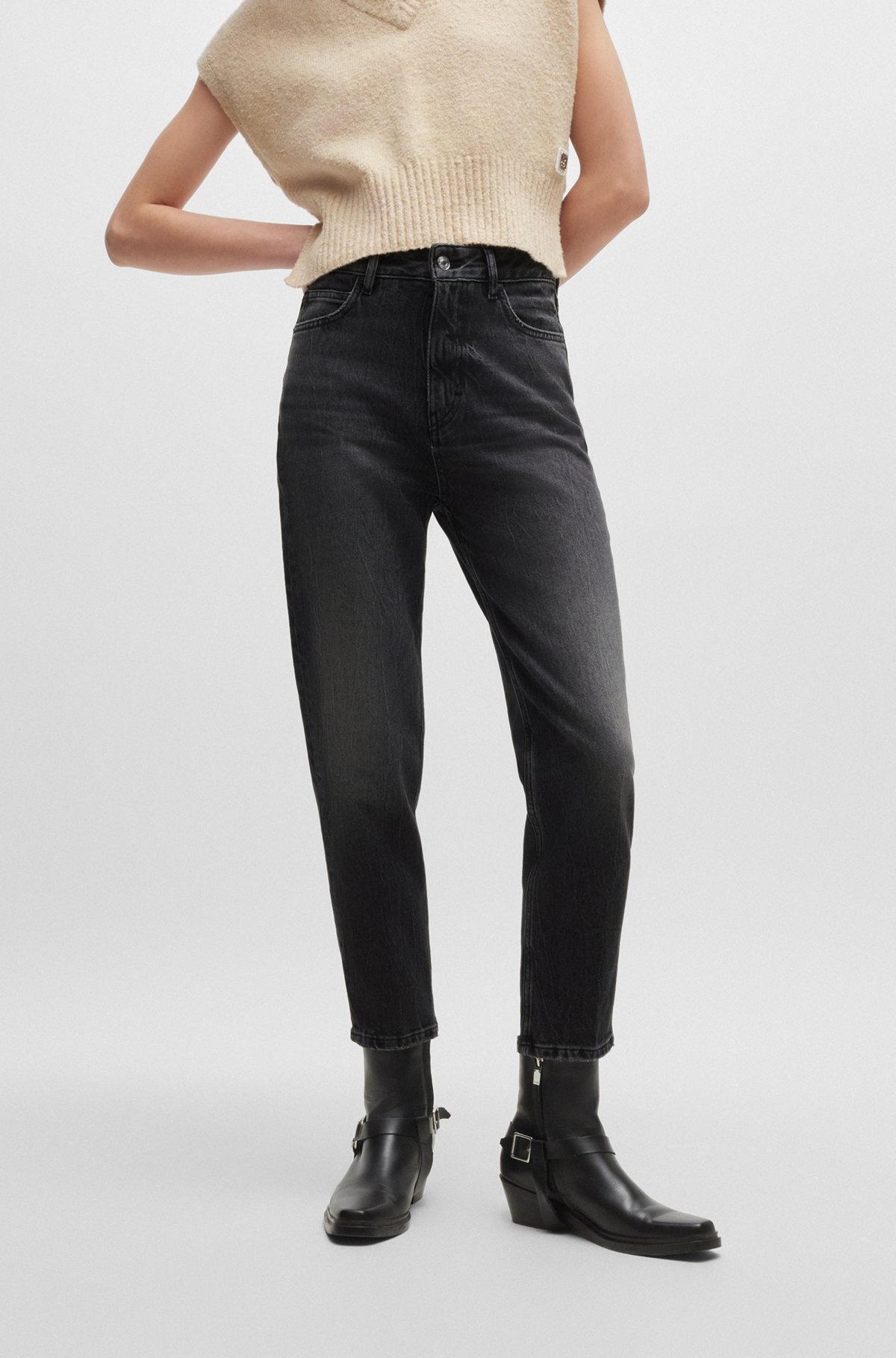 MOM-FIT JEANS IN DARK-GRAY COMFORT-STRETCH DENIM - 2
