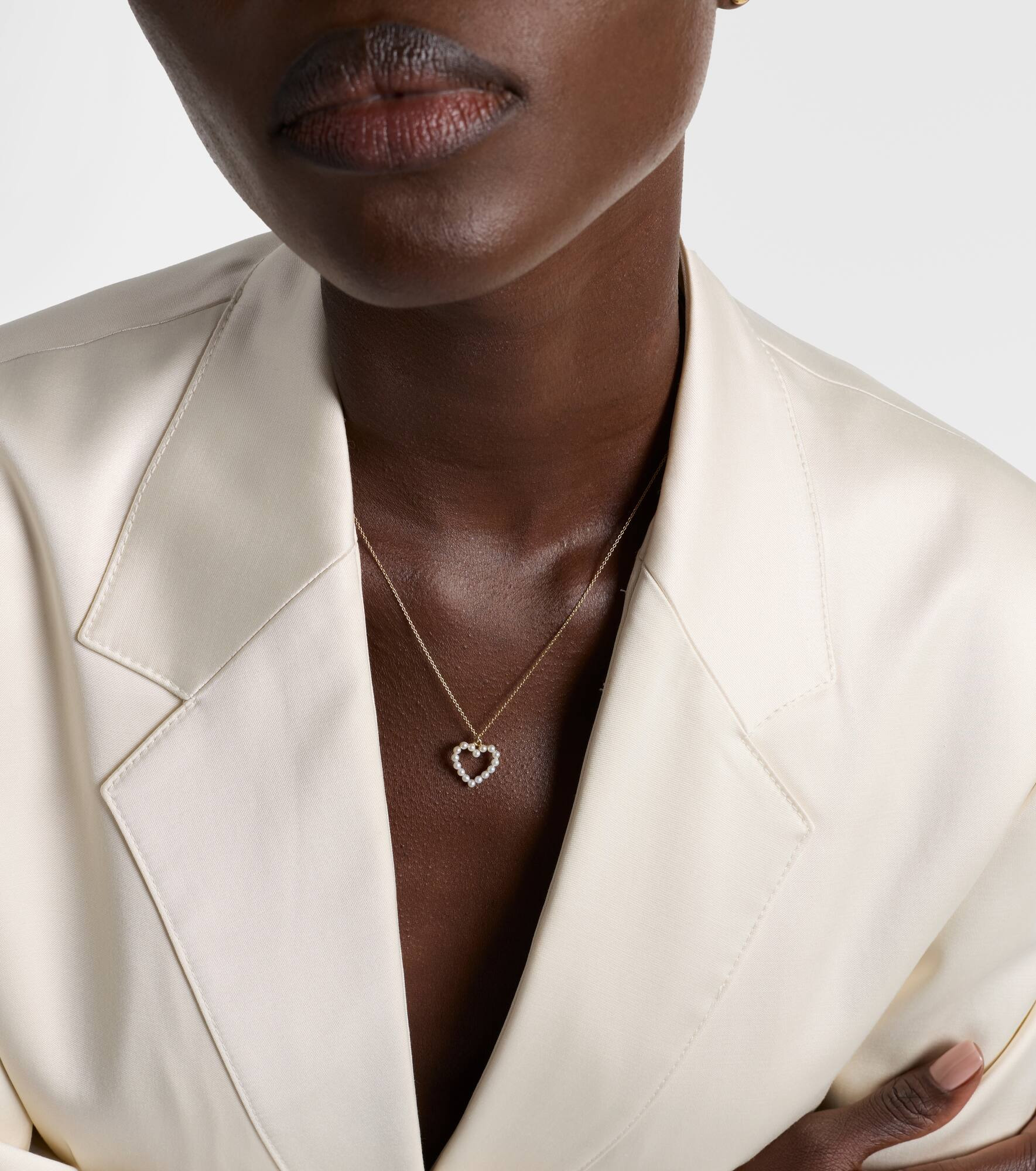Pearl Heart 14kt gold pendant necklace with pearls - 2