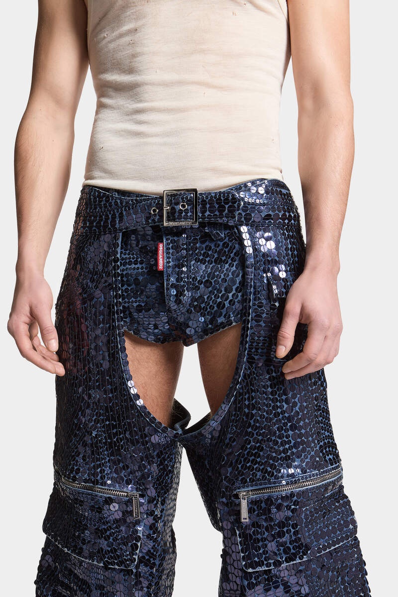 BLUE SUPERNOVA WIDE CARGO CHAPS PANTS - 6