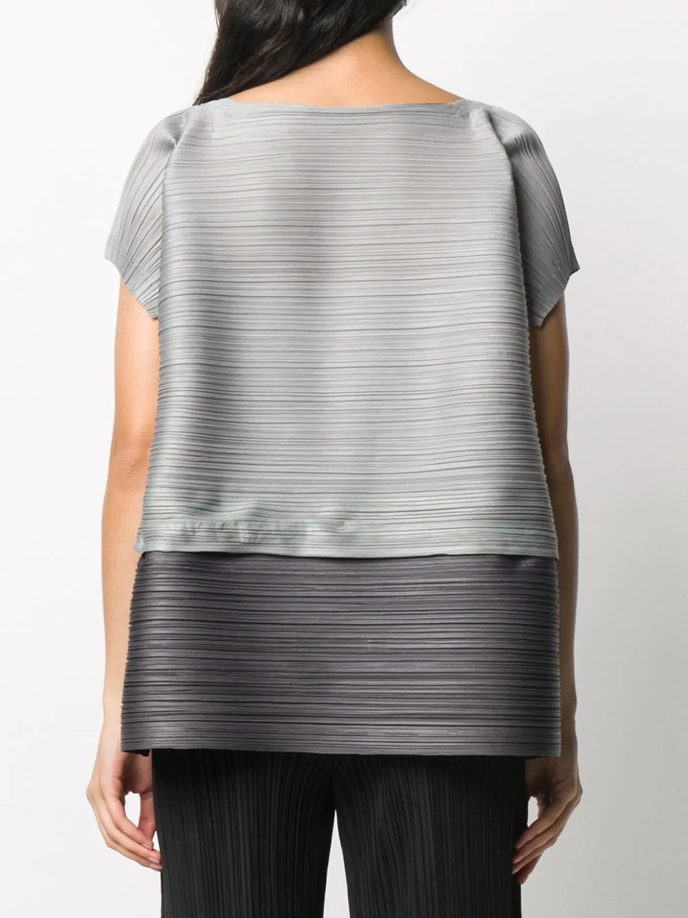 micro-pleated two-tone top - 4