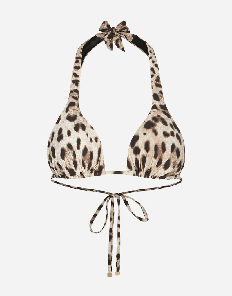 Leopard 인쇄 패딩 삼각형 비키니 탑 - 1