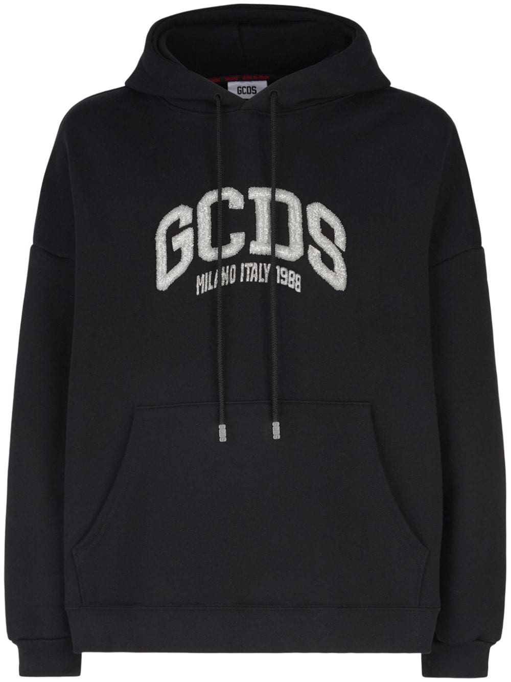 logo-embellished cotton hoodie - 1