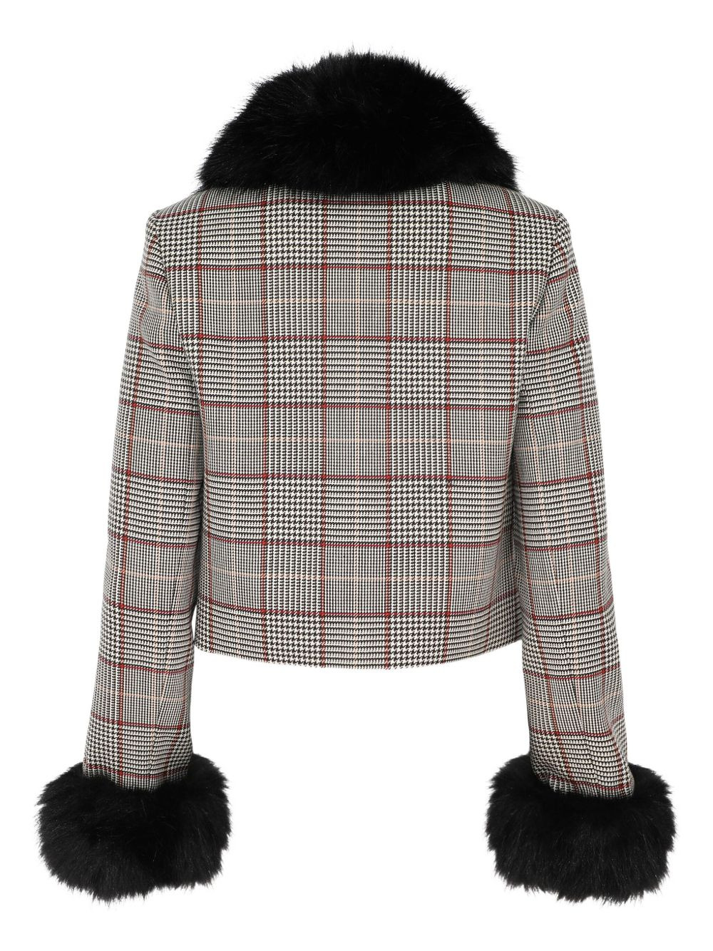 check faux-fur jacket - 2