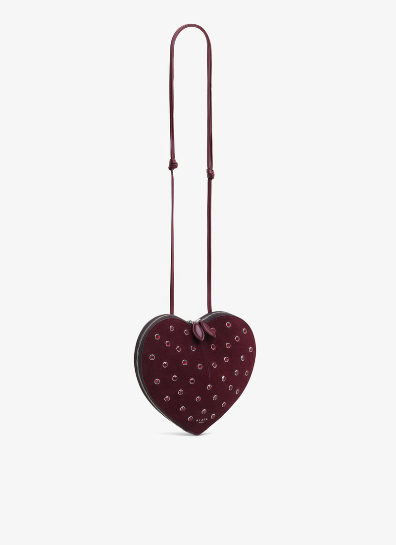 Alaïa LE CŒUR BAG IN STRASS SUEDE GOATSKIN outlook