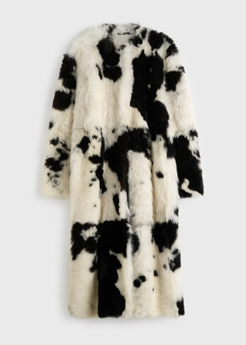Monochrome shearling coat black/white 1