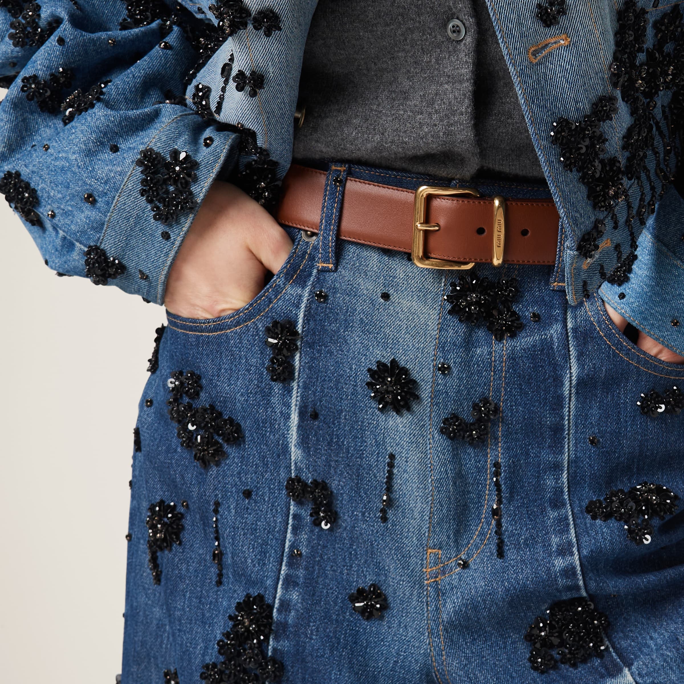 Embellished five-pocket denim jeans - 4