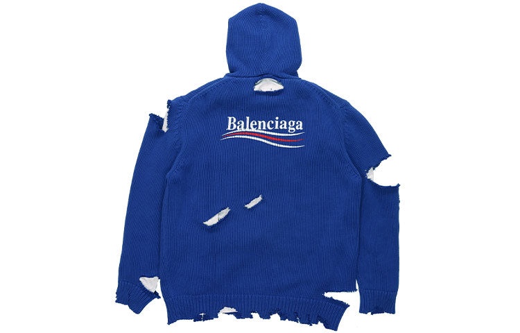 Balenciaga Political Campaign Destroyed Hoodie 'Blue' 662718T32124691 - 2