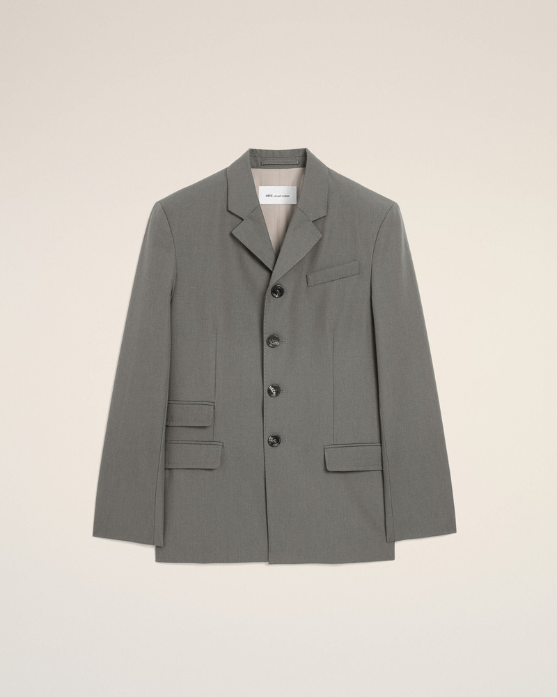 GREY NEW WOOL SINGLE BREASTED STRAIGHT JACKET 1