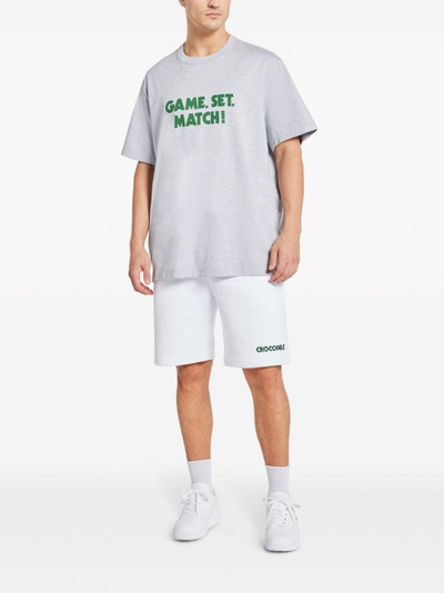 LACOSTE slogan-embroidered cotton track shorts outlook