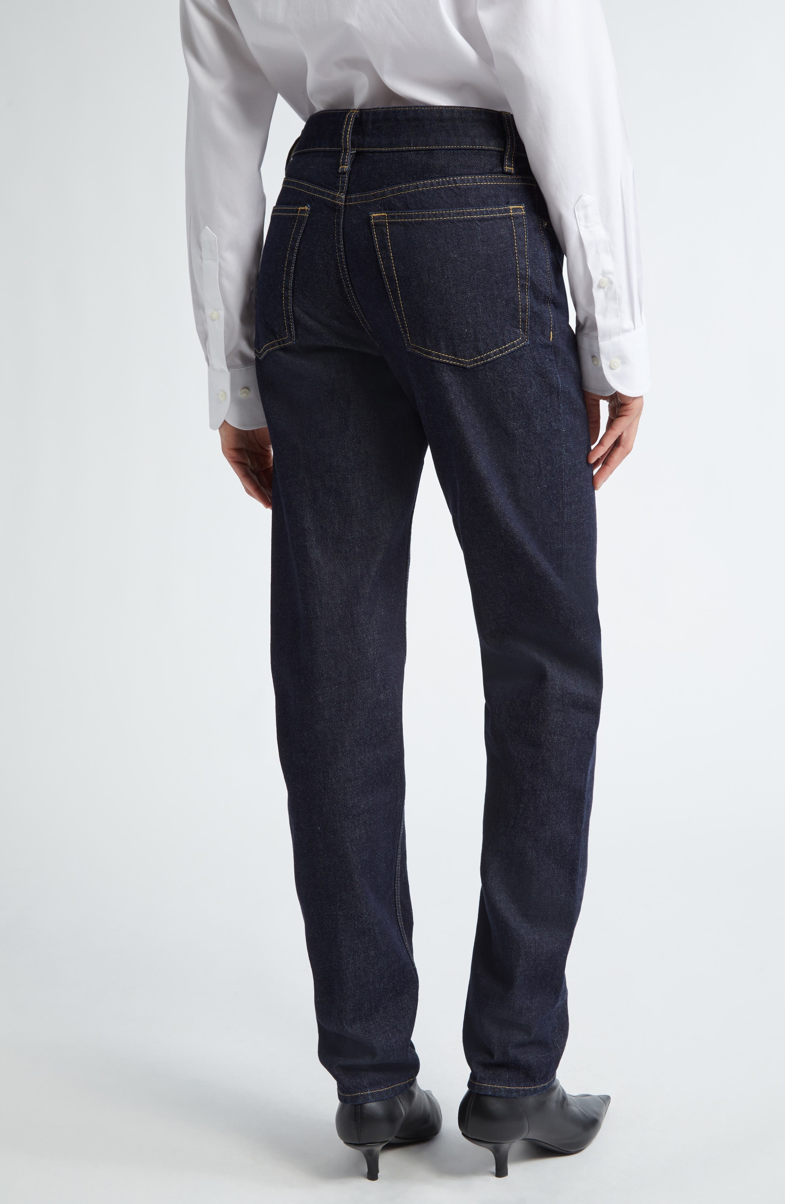 TOTEME Low Rise Organic Cotton Tapered Straight Leg Jeans in Slate 245 at Nordstrom - 3