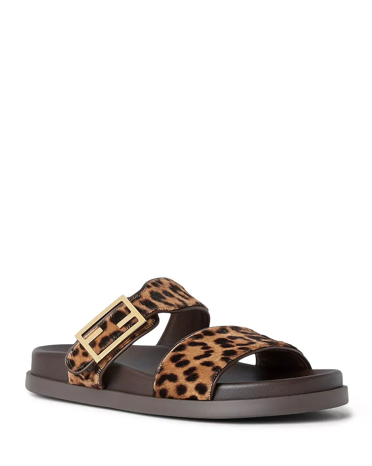 Women's Fendi Feel Printed Cavallino Calfskin Slides - 1