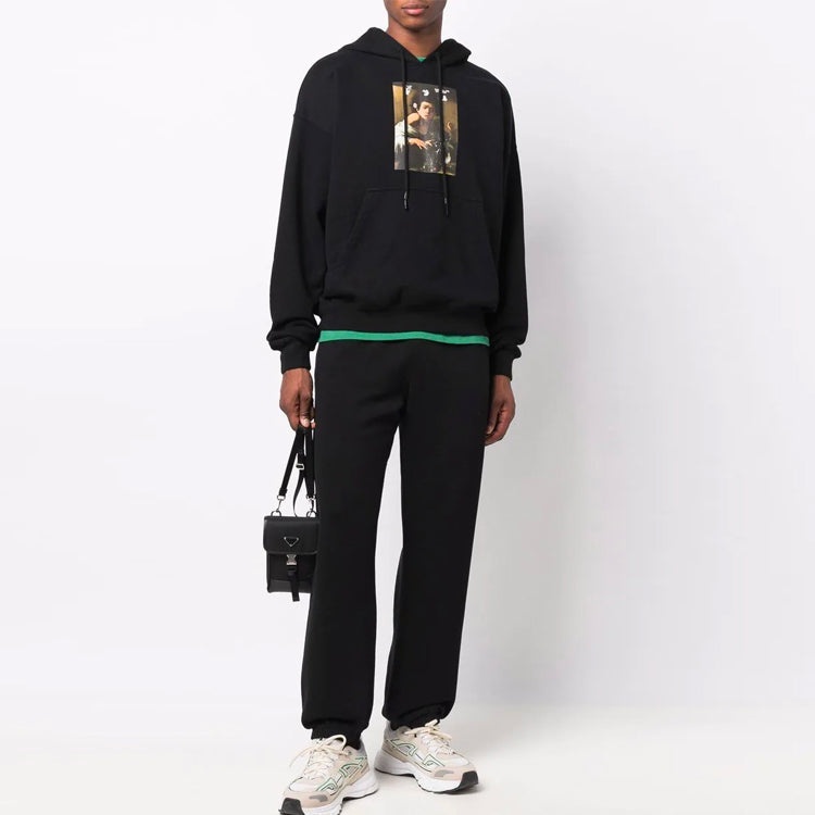 Off-White FW21 Pattern Alphabet Printing Drawstring Pullover Version Black OMBB085F21FLE0131084 - 2