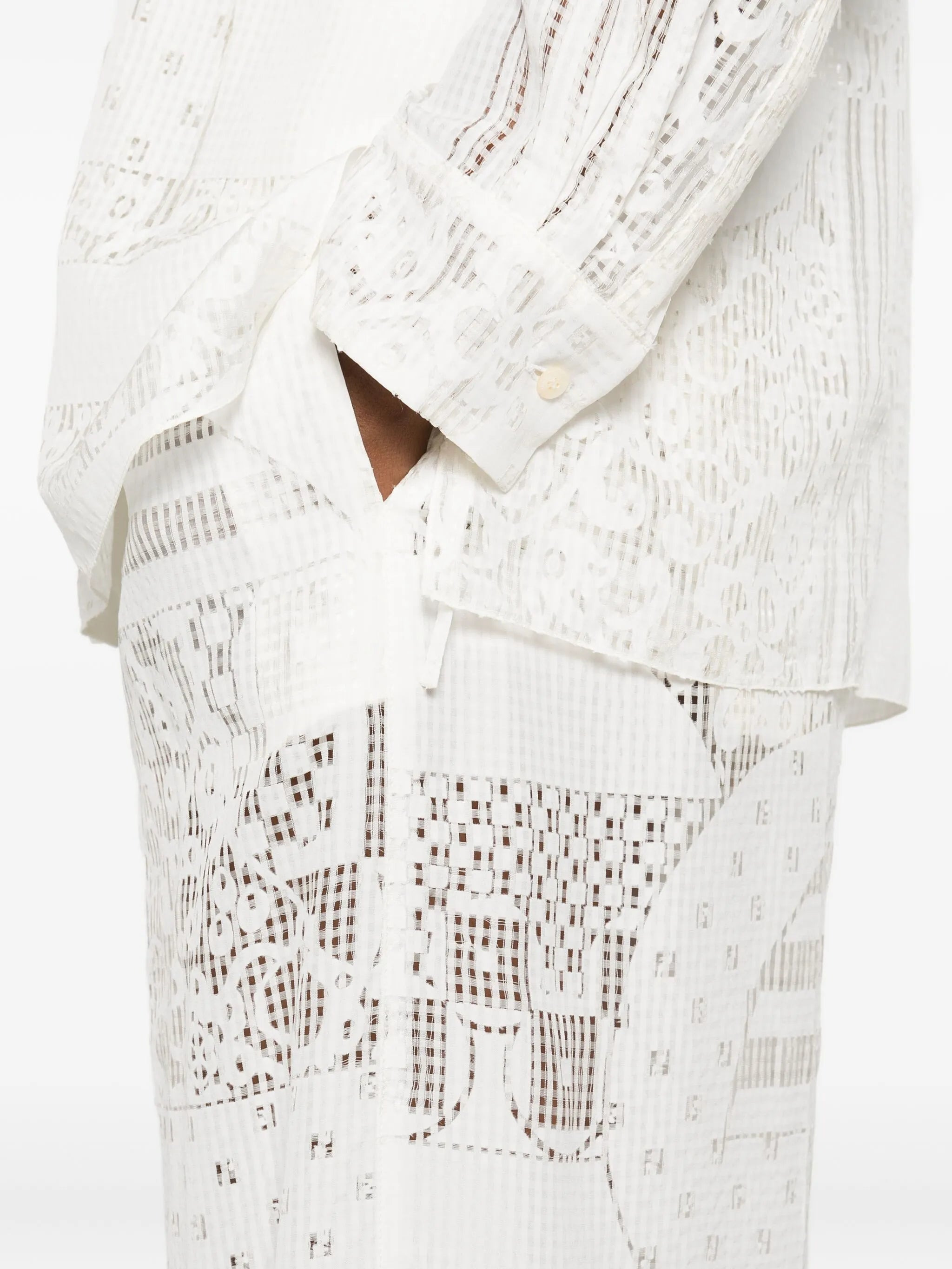 lace-panel trousers - 5