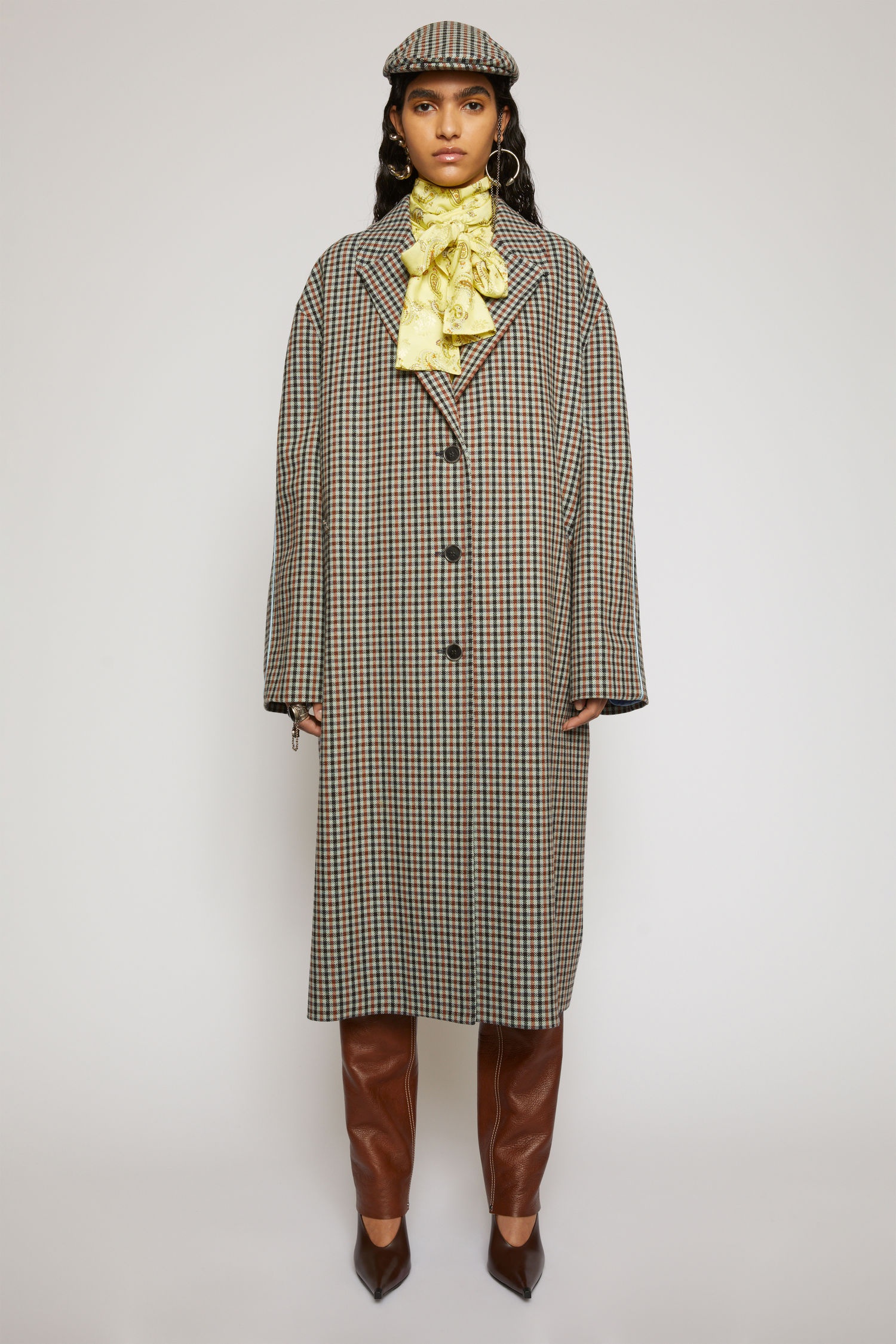 Checked wool coat light blue/orange - 2