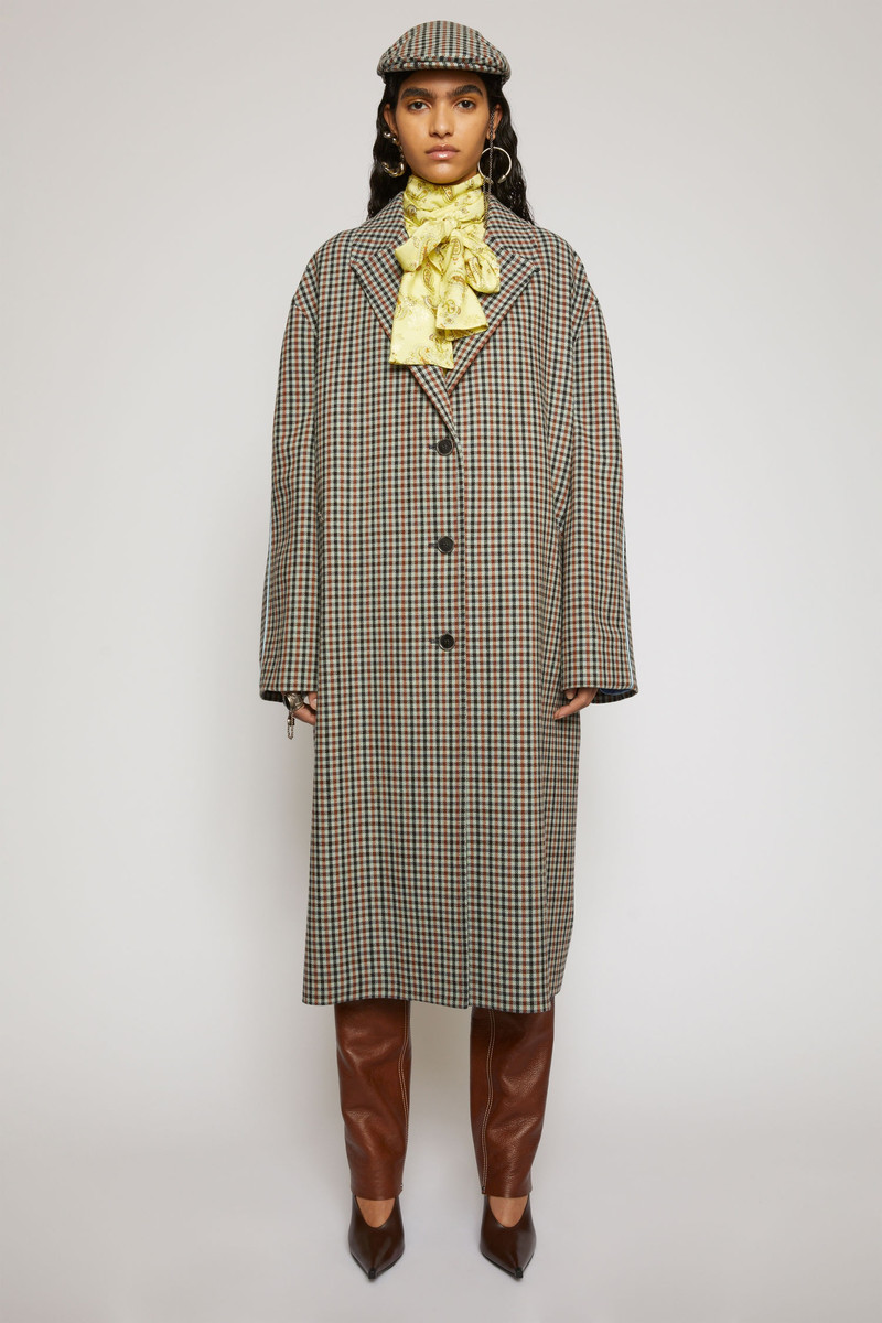 Acne Studios Checked wool coat light blue/orange outlook