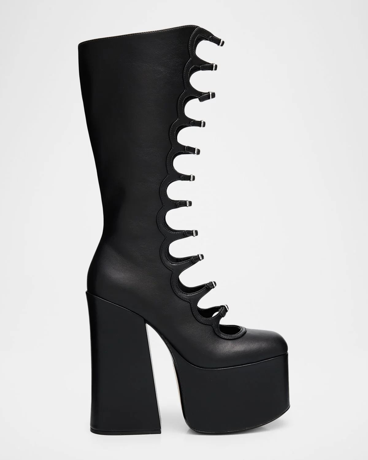 The Kiki Leather Multi-Buckle Platform Knee-High Boots - 1