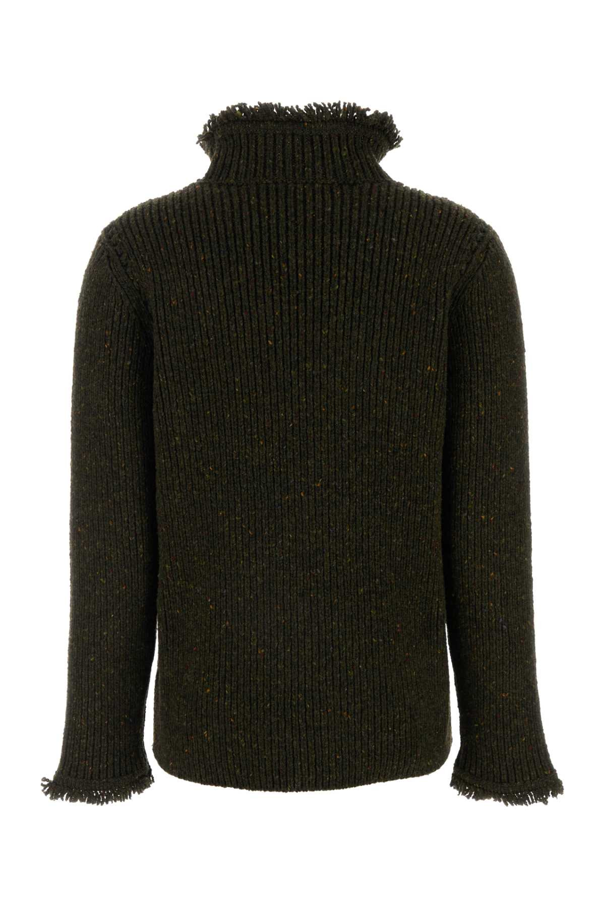Burberry Women Melange Bottle Green Wool Sweater - 2