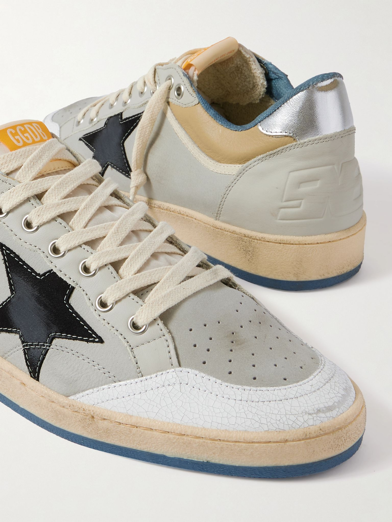 Ball Star Distressed Leather Sneakers Gray - 5