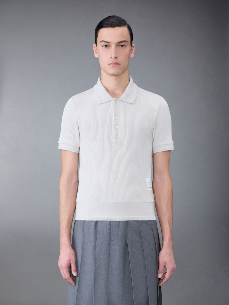 Thermal Rib Ottoman Stripe Short Sleeve Polo 1