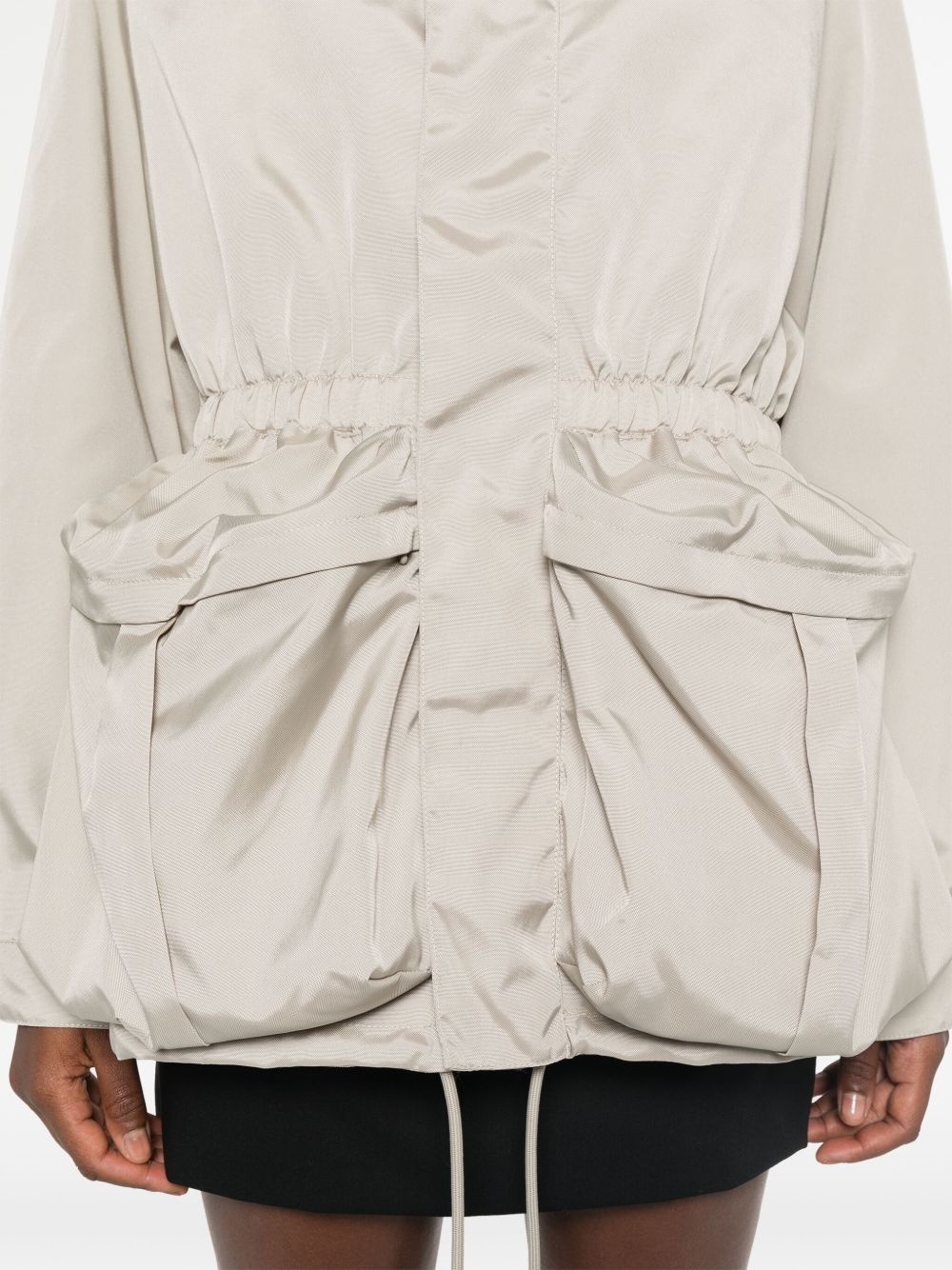 drawstring zip-up parka - 5