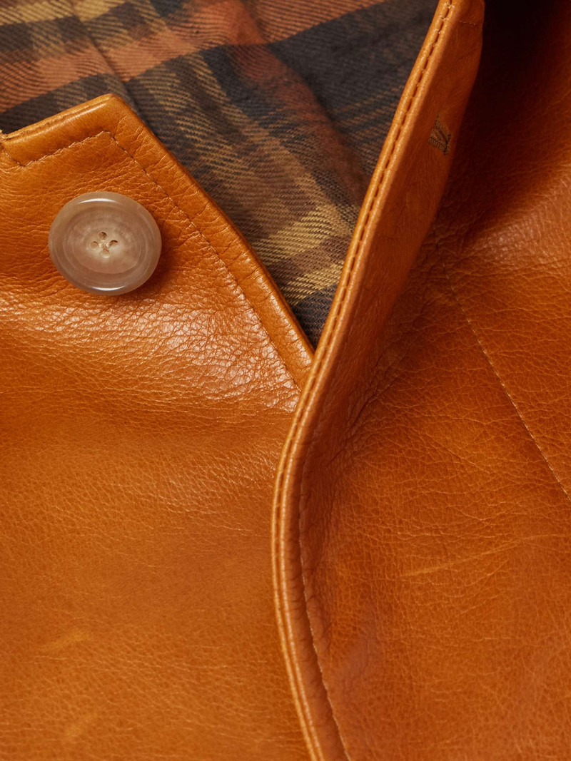 Panelled Glossed Textured-Leather Coat 4