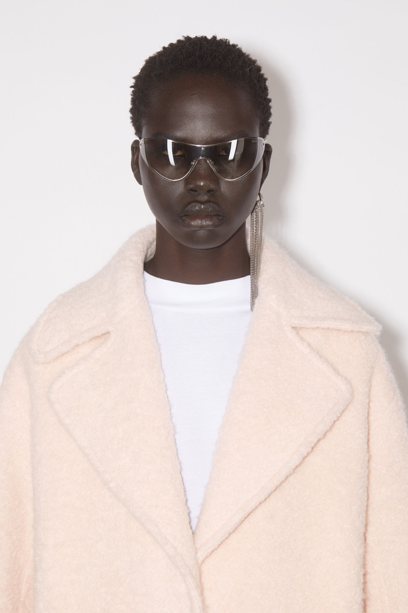 Single-breasted boucle coat - Powder pink 6