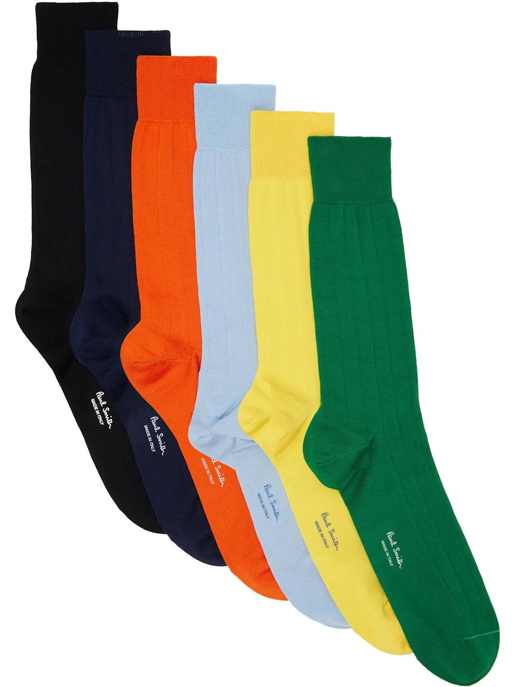 Six-Pack Multicolor Ribbed Socks - 1